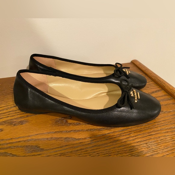 Coach Alina Women's Leather Ballet Shoes Black, Size US 7 B - Picture 1 of 7